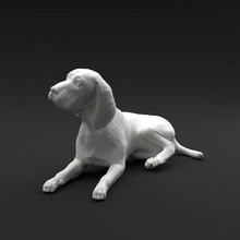 beagle tendido destinado 3d impresión gratis modelo Arte perro animal canino mascota miniatura figura escultura estatua miniaturas figuritas sabueso 3d print model - Mito3D