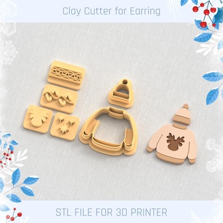 beanie & sweater set clay cutter winter earring cutters christmas mini 3 sizes polymer tool jewellry holiday 3d print model - Mito3D