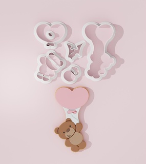 bear balloon 1 valentine cookie cutter Various cutters designs baking tools pastry sugarpaste custom diy seasonal love event birthday party cake 3d print model - Mito3D