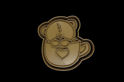 bear cookie cutter cup cookies kitchen seal bread food 3d print model - Mito3D