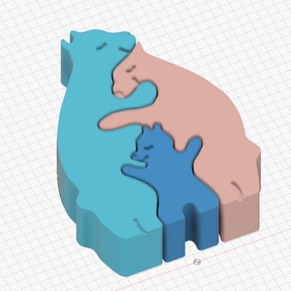ours famille nounours animaux forêt bois l'amour nature gadgets 3d print model - Mito3D