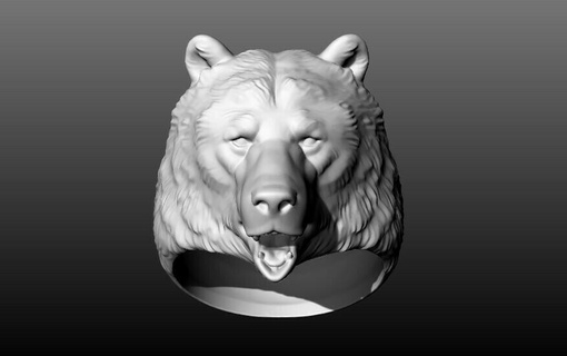 bear head ring jewelry gold animal nature silver animals mammal cute character art rings fashion 3d print model - Mito3D