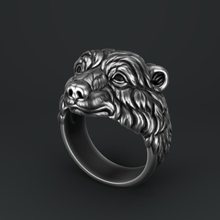 bear head ring animal printable jewelry teddy jewel koala panda pendant rings 3d print model - Mito3D