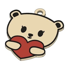 bear heart keychain key ring rings chain love teddy tender hear i you 3d print model - Mito3D