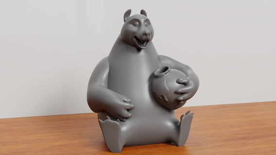 orso miele animale carina orsacchiotto arte cartone animato giocattolo scultura miniature decorativo giocare deco generale arredamento vaso prescolare 3d print model - Mito3D