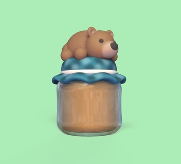 bear jar cute sculpture animal art toy wild miniatures decorative play deco general decor 3d print model - Mito3D