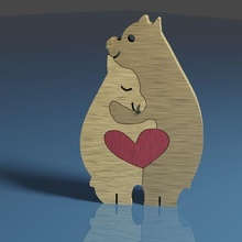 bear love easy print support ornament valentines gift wood 3d print model - Mito3D