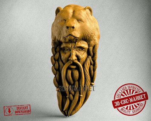 bear oldman stl 3d figure printer files printing file art cnc wood carving router artcam relief 3d print model - Mito3D