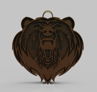 ours pendentif grizzly redoutable décoration tête cadeau symbole logo sauvage animal blanc noir précieux Légende symbolisme 3d print model - Mito3D