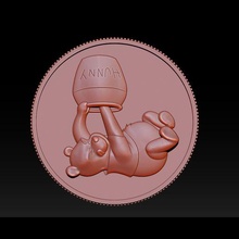 bear pooh - coin jewelry smiley silhouette art smile wing wise hen universe artwork silver stl cnc 3d print 3d print model - Mito3D