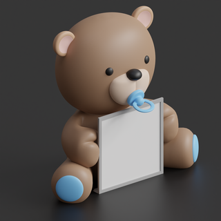 Urso retrato quadro Armação aniversário bebê chuveiro foto 3d print model - Mito3D