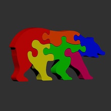 bear jigsaw puzzle Spiel grizzly Kinder Tier Kind tragen - Spielzeug Tiere Natur Sammlung drucken 3d stl obj 3d print model - Mito3D