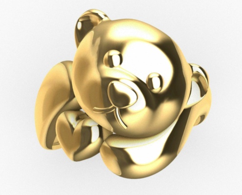 urso anel argolas animal moda jóias pingente ouro rinogold homem ring girls 3d print model - Mito3D