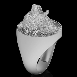 Urso anel prata ouro joalheria imprimível 3d modelo tendência moda Projeto zbrush tigre 3d print model - Mito3D