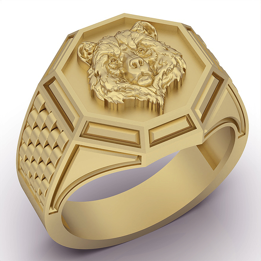 bear ring silver gold jewelry printable 3d model trend fashion design zbrush tiger 3D print model - Mito3D