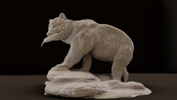 ours Saumon stl art animal grizzly polaire statue miniature table dentier diorama 3d print model - Mito3D