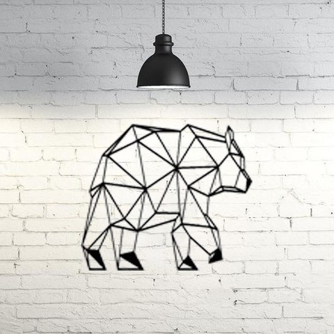 bear wall sculpture 2d ii art animal decoration geometric geometry lowpoly low poly 3D print model - Mito3D