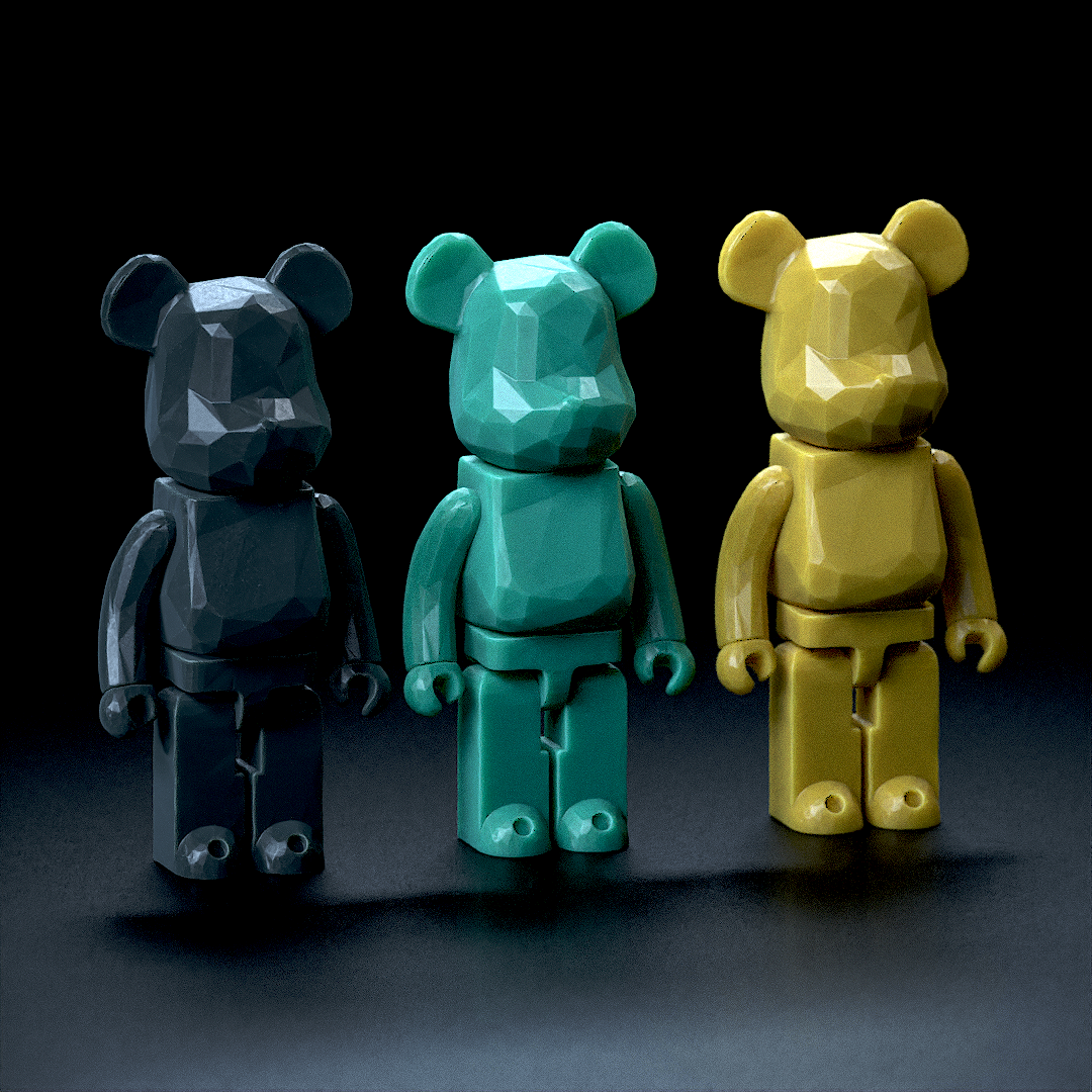 Bärenziegel artikuliert niedrig poly facettiert Kunst kaws Bär Artoy Design Pop Lowpoly 3D print model - Mito3D