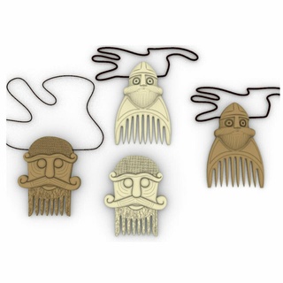 beard comb-pendant Jewelry comb pendant keychain wood plastic art 3d print model - Mito3D