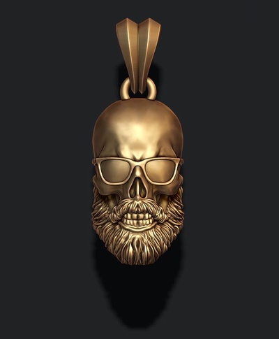 bearded skull pendant sunglass 3d print model jewelry anatomy man body realistic people character beard hair hairy biker bone jewel jewelry skul zbrush scul glass glasses sunglasses 3d print model - Mito3D