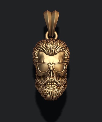 bearded skull pendant sunglass 3d print model jewelry anatomy man body realistic people character beard hair hairy biker bone jewel jewelry skul zbrush scul glass glasses sunglasses 3d print model - Mito3D