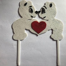 bears heart topper art cake cupcake valentine's day 3d print model - Mito3D