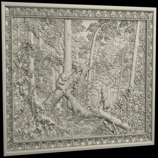 bears woods 3d model stl file cnc router laser & printer carving panorama relief wall decor woodworking art artcam aspire bear 3d print model - Mito3D