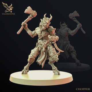 hombre bestia helicóptero sátiro segador rpg dnd fantasía hacha 3d print model - Mito3D