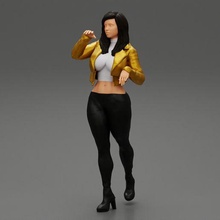 hermoso elegante mujer cuero chaqueta 3d impresión modelo 3d print model - Mito3D