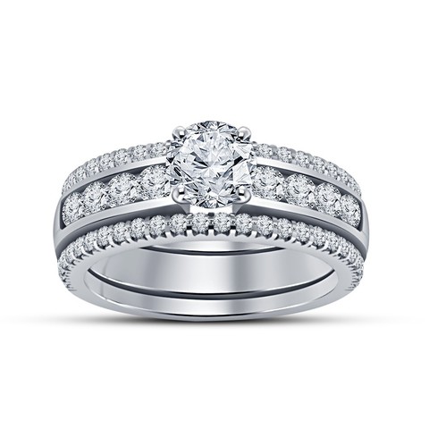 beautiful 3d jewelry cad model bridal ring set stl wedding engagement 3D print model - Mito3D