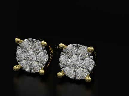 bellissimo orecchini borchie diamanti 578 3dprinted design moda oro d'oro gioiello gioielleria Stampa stampabile stampa prototipazione argento 3d print model - Mito3D