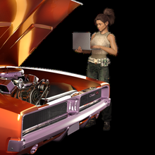 beautiful girl mechanic repairing car 3 3d print model - Mito3D