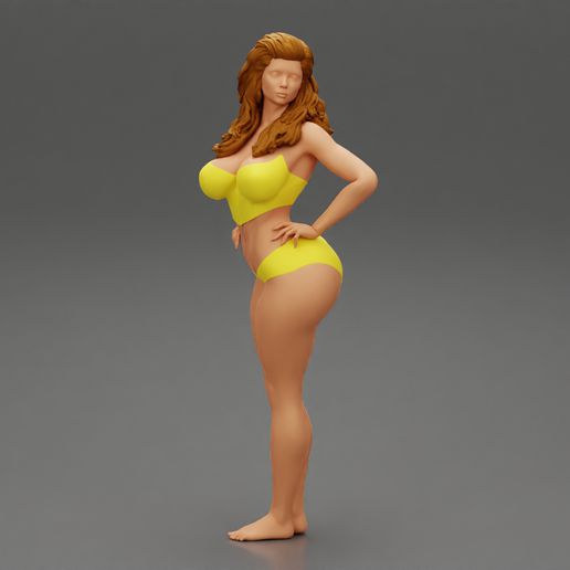 beautiful girl stylish bikini posing sandy beach 3d print model 3D print model - Mito3D