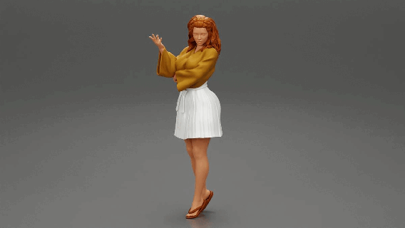 bellissimo ragazza indossare gonna camicia donna in posa moda corpo Abiti carattere umano femmina anatomia statua scultura metamorfosi piedi Stampa modello 3d print model - Mito3D