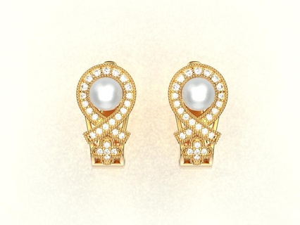 belle perle boucles d'oreilles femme impressionnant classique bijoux impression 3dprinted imprimable conception bijou d'or mode or 3d print model - Mito3D