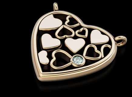 beautiful pendant heart diamond 536 Jewelry 3dprinted design fashion gold golden jewel jewellery jewelry print printabl printable printing prototyping silver 3d print model - Mito3D