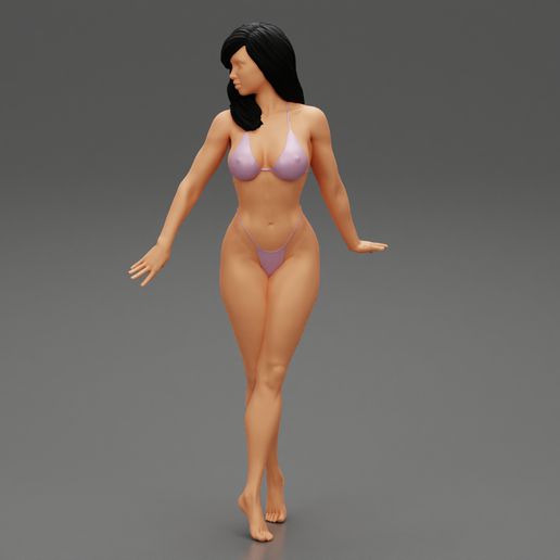 lindo sexy mulher vestindo bikini 3d impressão modelo 3D print model - Mito3D