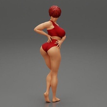 beautiful short hair brunette woman wearing bikini 3d print mode