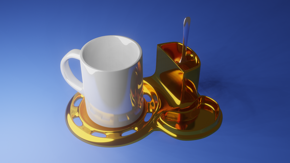 beautiful simple base coffee & tea croissant breakfast 3d print model - Mito3D
