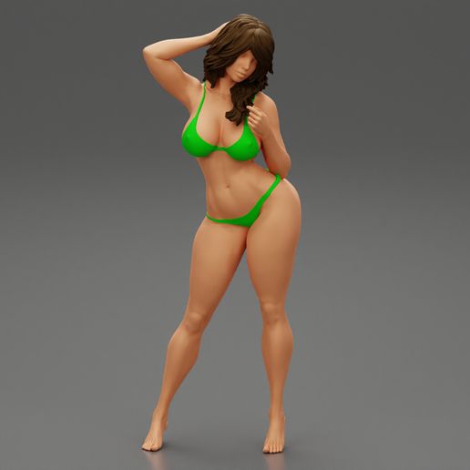 lindo mulher bikini posando praia 3d impressão modelo 3D print model - Mito3D