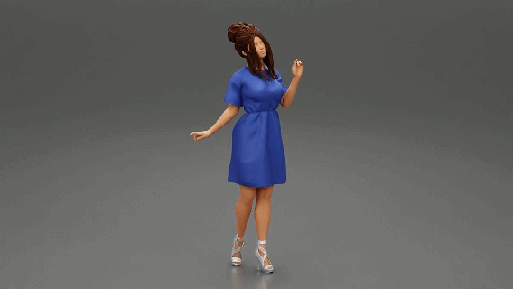 beautiful woman hair style fashion dress 3d print model body clothes girl pose character human female anatomy statue sculpture morph figure standing people hairstyle 3d print model - Mito3D