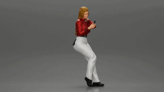 belle femme cuir veste séance utilisant téléphone 3d print model - Mito3D