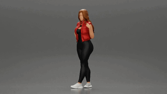 güzel Kadın uzun saç bodysuit açık yelek 3d print model - Mito3D