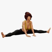 belle femme pratiquant large angle assise pliez yoga 3d impression modèle 3d print model - Mito3D