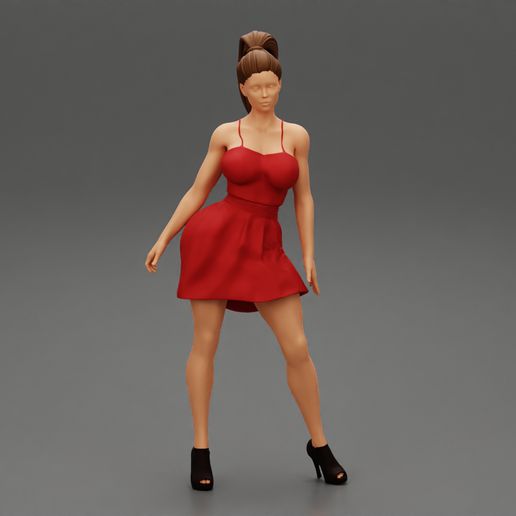 beautiful woman sexy dress posing 3d print model 3D print model - Mito3D
