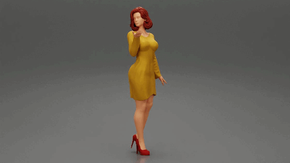 güzel genç esmer model elbise yüksek topuklu Kadın poz moda vücut çamaşırlar kız karakter insan kadın anatomi heykel morph ayakta Yazdır insanlar saç 3d print model - Mito3D