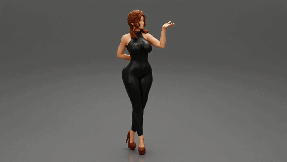 beautiful young woman perfect body wearing bodysuit posing fashion clothes girl character human female anatomy statue sculpture morph standing print people model hairstyle hair 3d print model - Mito3D
