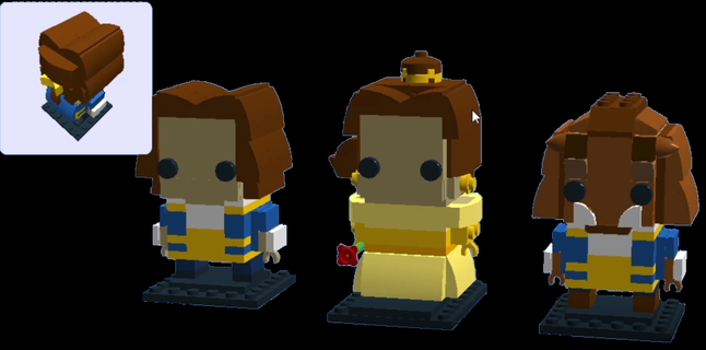 beleza Principe fera lindo Disney Brickheadz Lego tijolo Princesa 3d print model - Mito3D