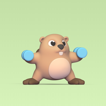 beaver working out fit sport gym fitness cute sculpture animal art toy wild miniatures decorative play fun 3d print model - Mito3D
