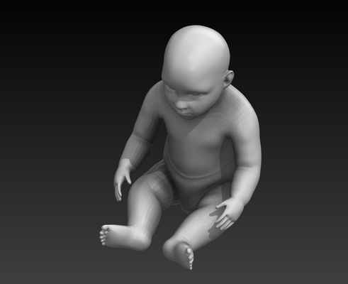 beb sentado art bébé mignonne ventilateur escultura corps figura 3d print model - Mito3D